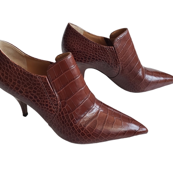 Tory Burch Size 9 Brown Georgina Crocodile Loafer Bootie - Picture 8 of 12